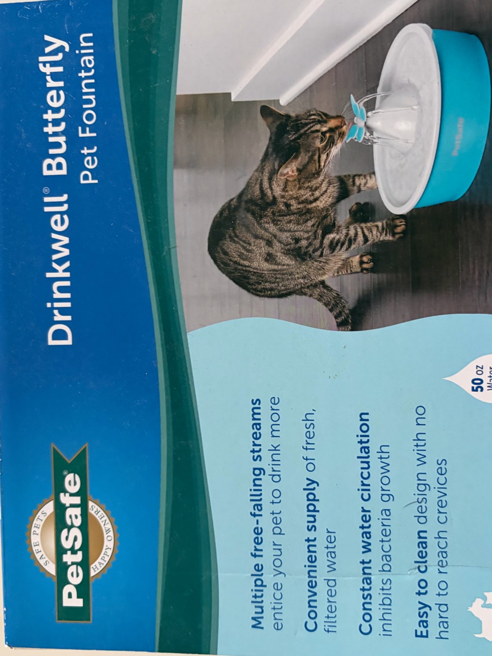 PetSafe Drinkwell Butterfly Pet Fountain - Blue and White